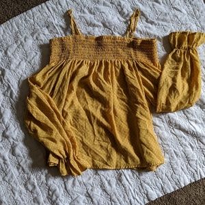 Smocked off the shoulder top in size S